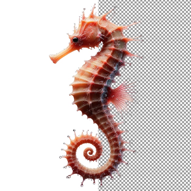 PSD marine whimsy transparent isolated seahorse