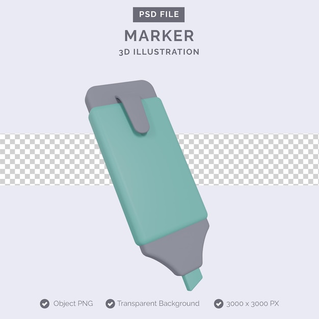 PSD marker 3d illustration