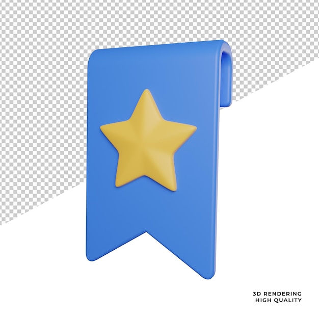 Markering met ster zijaanzicht pictogram 3d-rendering illustratie wit transparante background