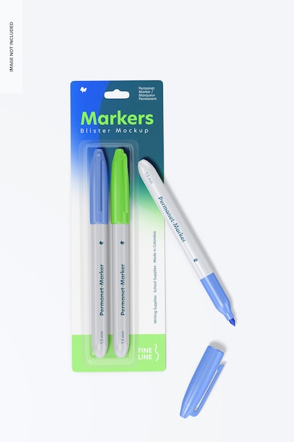 Markers Blister mockup, Top View
