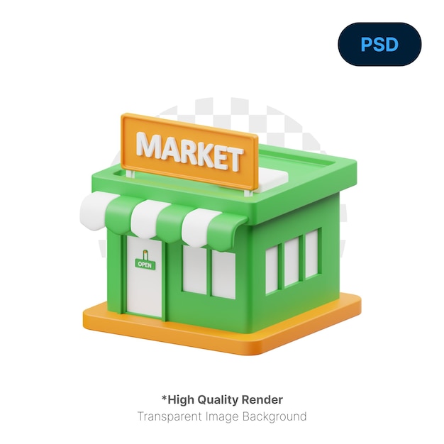 PSD market 3d icon premium psd