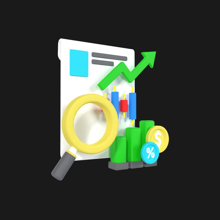 PSD market analysis 3d icon