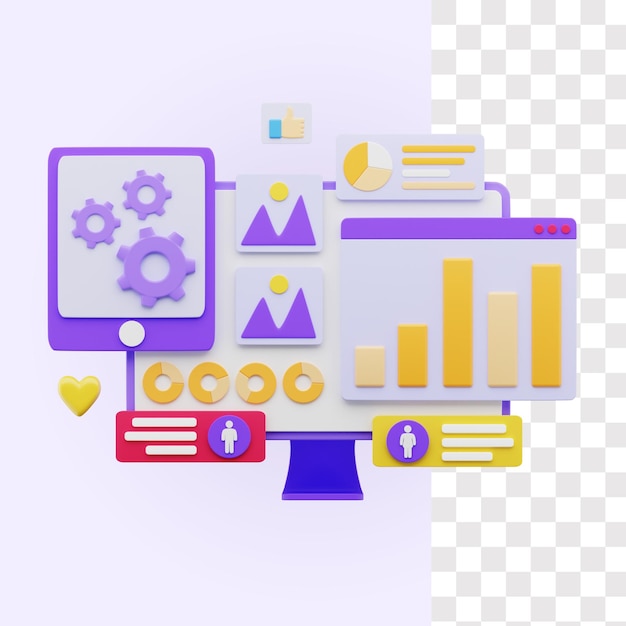 PSD market analytics 3d illustration