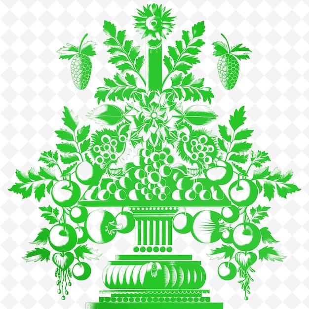 market cross outline with fruit and vegetable carvings vari illustration decor motifs collection