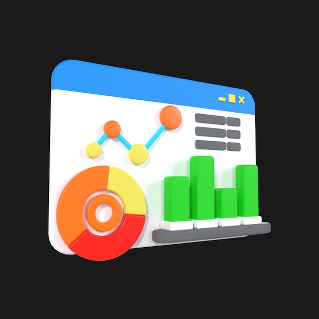 PSD market diagram 3d icon