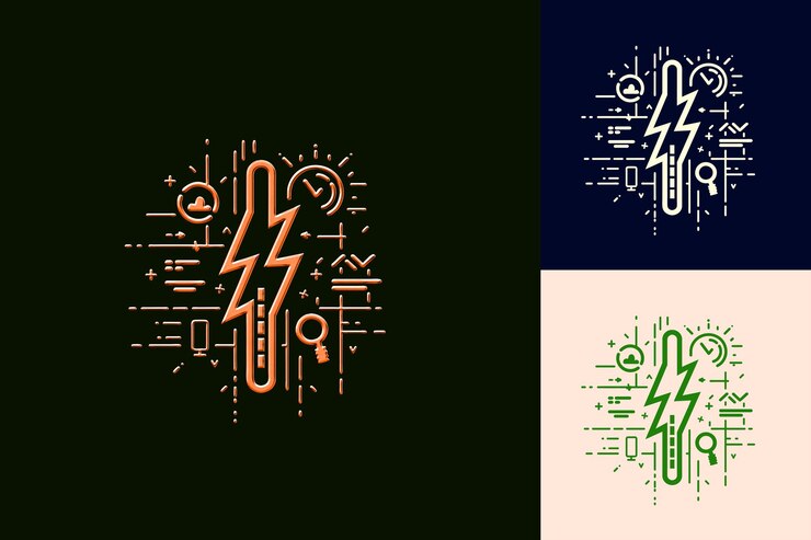 PSD market disruption icon with a lightning bolt or innovation o abstract minimalist icon designs