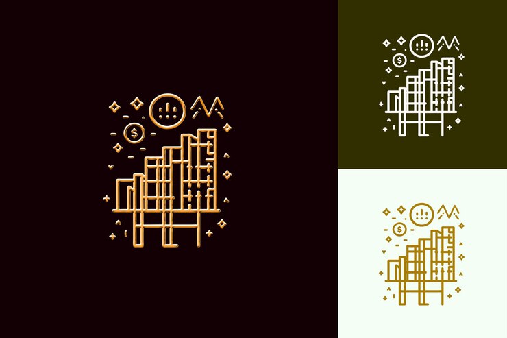PSD market positioning icon with a ladder or rank outline and co abstract minimalist icon designs