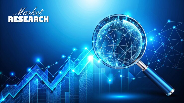 Market Research concept Abstract Futuristic blue color Low poly style Background design