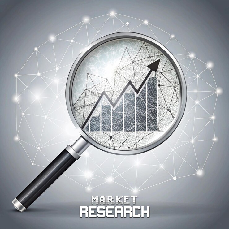 Market Research concept Abstract Futuristic blue color Low poly style post design