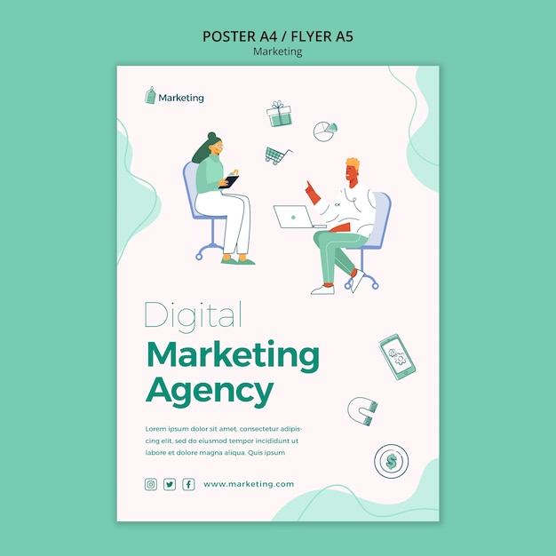 PSD marketing and advertising business vertical poster template