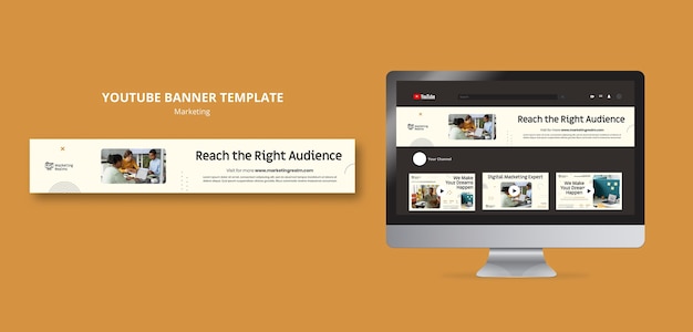 Marketing and advertising business youtube banner template