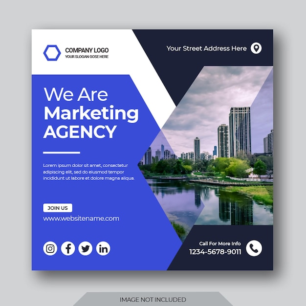 PSD marketing agency and corporate social media post template