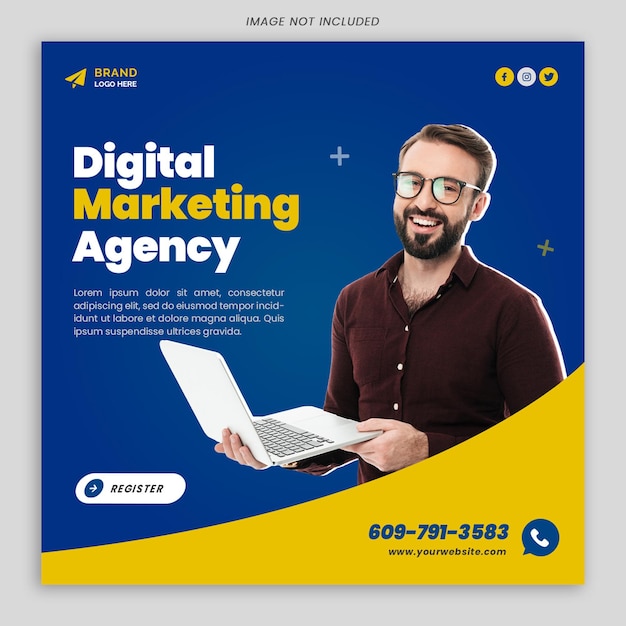 PSD marketing agency social media post psd template