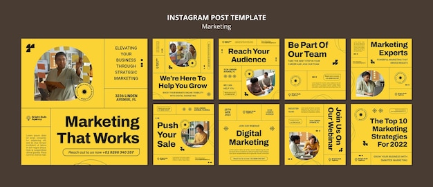 Marketing concept instagram posts template
