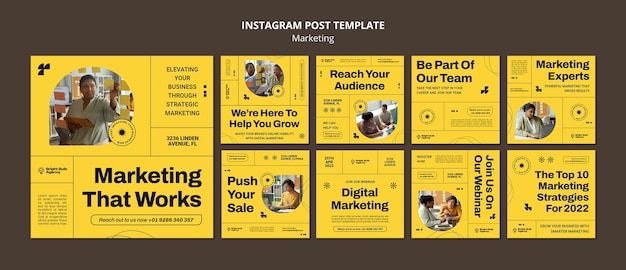 PSD marketing concept instagram posts template