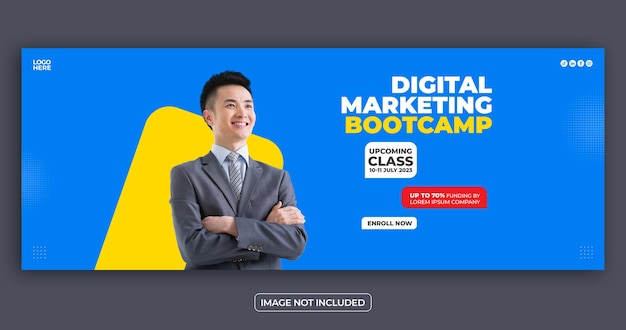Marketing course facebook cover banner template or social media banner template