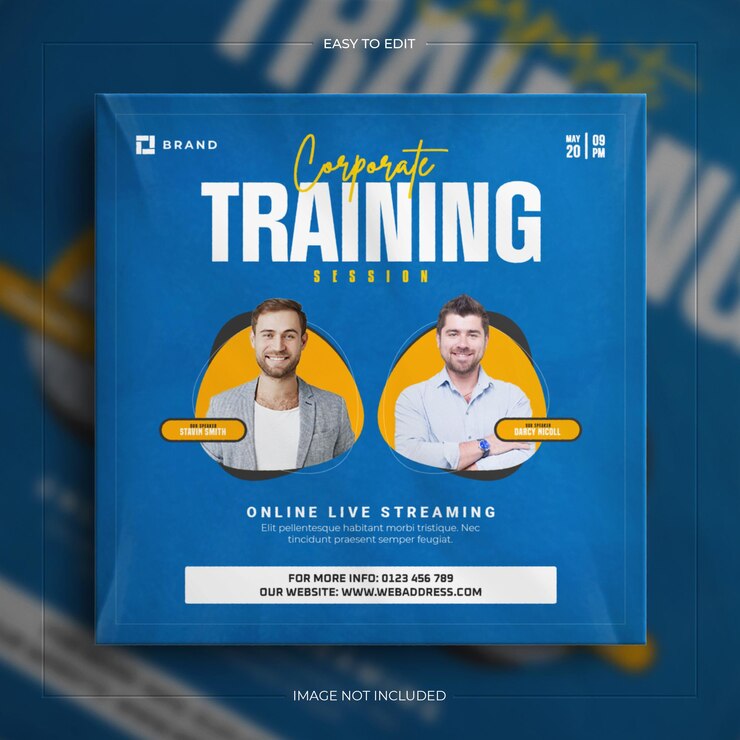 PSD marketing cyfrowy biznesowy webinar na żywo konferencja w mediach społecznościowych post banner