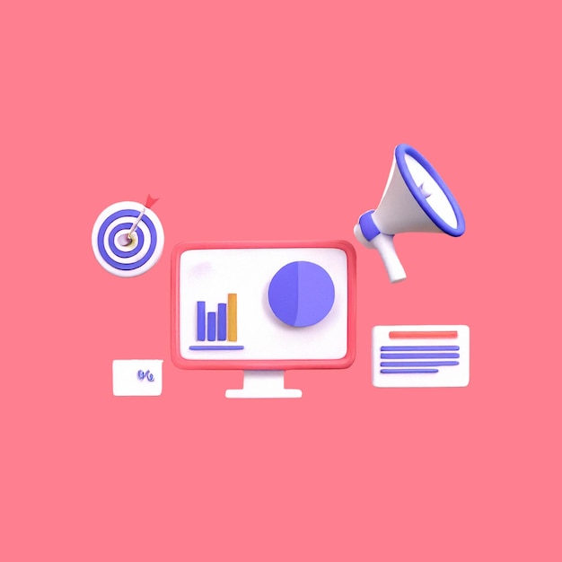 Marketing- en reclamestrategie voor bedrijven 3d-icoon
