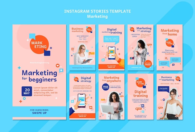 Set di storie di marketing di instagram