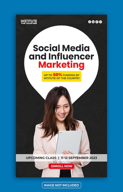 PSD marketing lub kurs cyfrowy historia w mediach społecznościowych szablon historii na instagramie