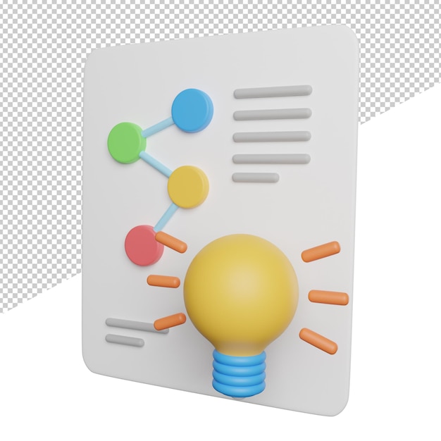 Marketing plan strategy side view 3d rendering icon illustration on transparent background