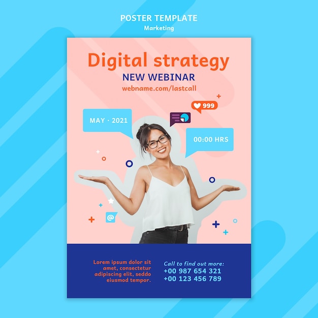 PSD marketing poster template with photo