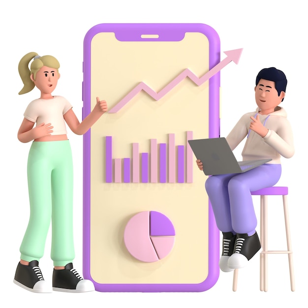 마케팅 전략 광고 3D 일러스트레이션