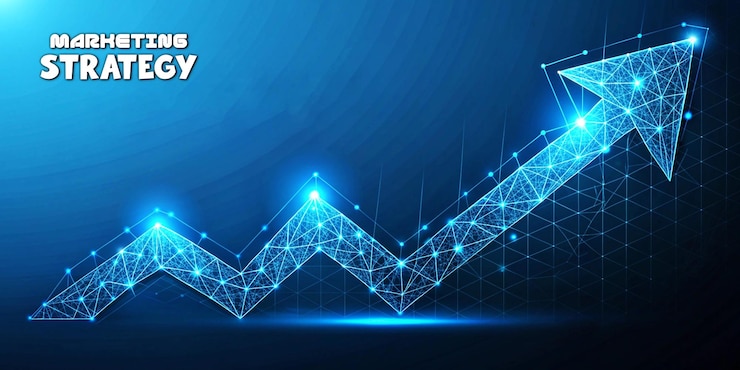 Marketing Strategy concept Abstract Futuristic blue color Low poly style banner design