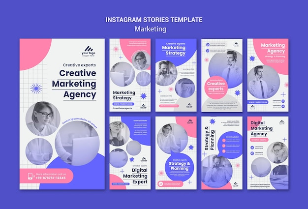 PSD storie di instagram di strategia di marketing