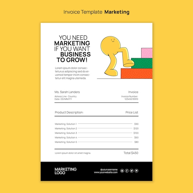 PSD marketing strategy invoice template