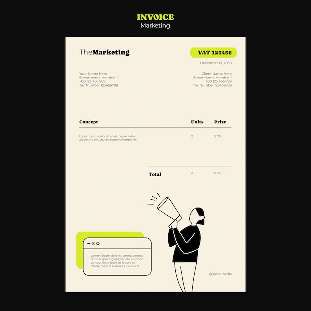 PSD marketing strategy invoice template