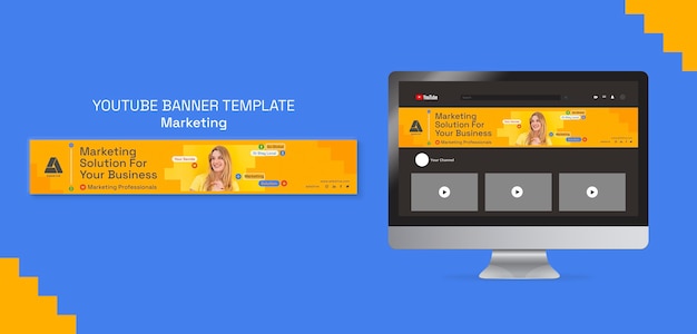 PSD Шаблон баннера youtube для маркетинговой стратегии