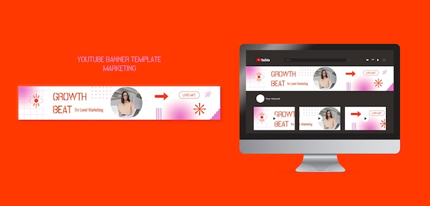 PSD Шаблон баннера youtube для маркетинговой стратегии