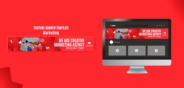 PSD marketing strategy youtube bannner template