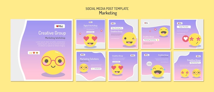 PSD marketing workshop social media posts template