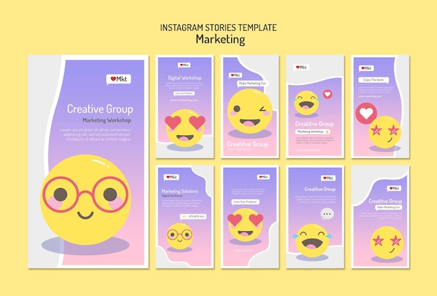 PSD marketing workshop social media stories template