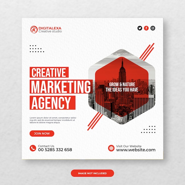 Marketingbureau social media postsjabloon premium psd