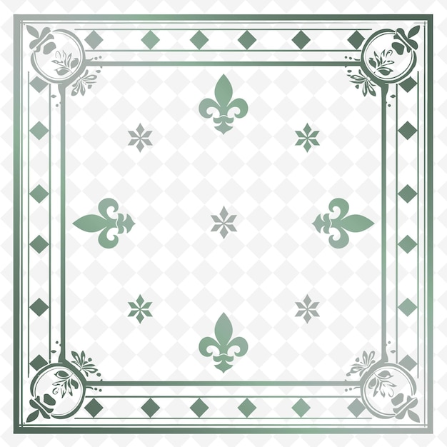 PSD markt vierkante contour met geometrisch frame en fleur de lis illustratie decor motieven collectie