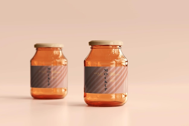 Marmalade glass jars mockup