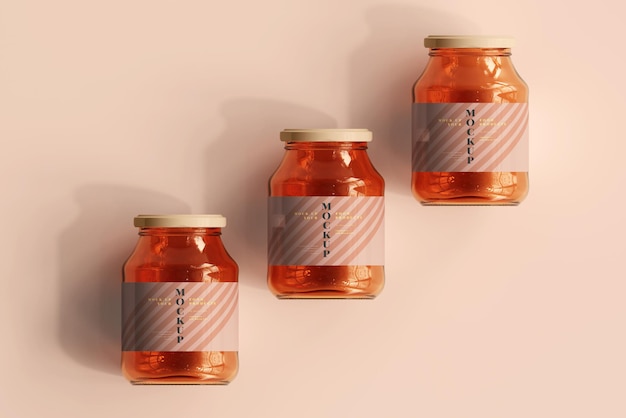 Mockup di vasetti di vetro per marmellata