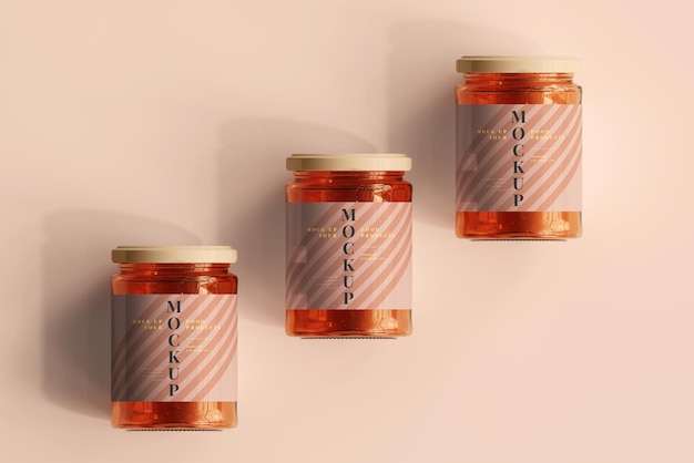 Mockup di vasetti di vetro per marmellata