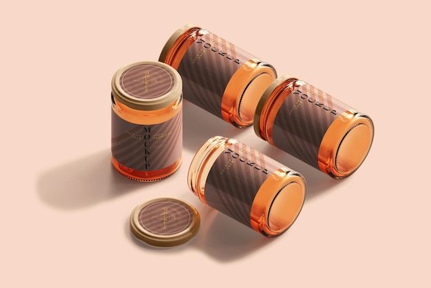 Marmalade glass jars mockup