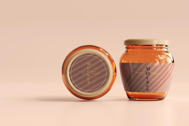 Mockup di vasetti di vetro per marmellata