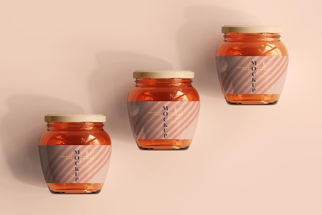 Mockup di vasetti di vetro per marmellata