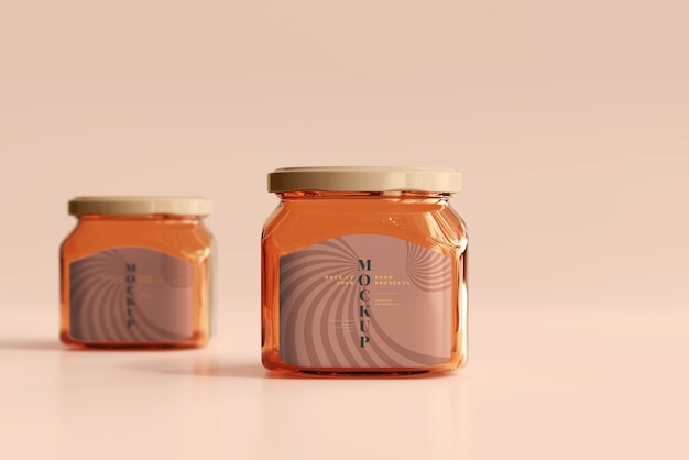 PSD marmalade glass jars mockup