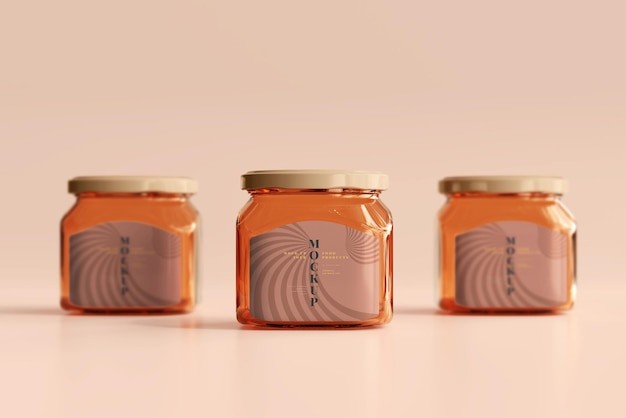 Mockup di vasetti di vetro per marmellata