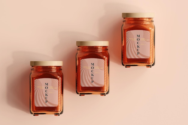 Marmalade glass jars mockup