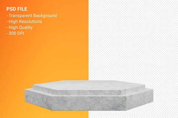 PSD marmurowy podium minimalny projekt w renderowaniu 3d na białym tle