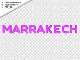 PSD marrakech typography purple text glosy glass psd transparent