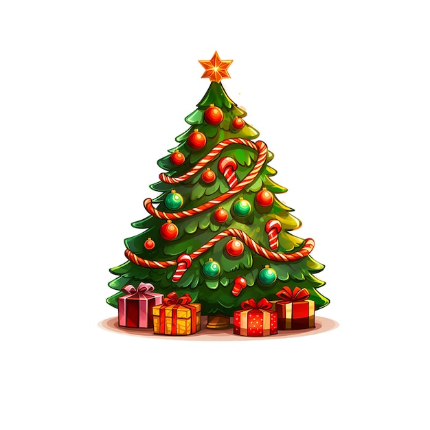 Marry christmas decorated tree psd